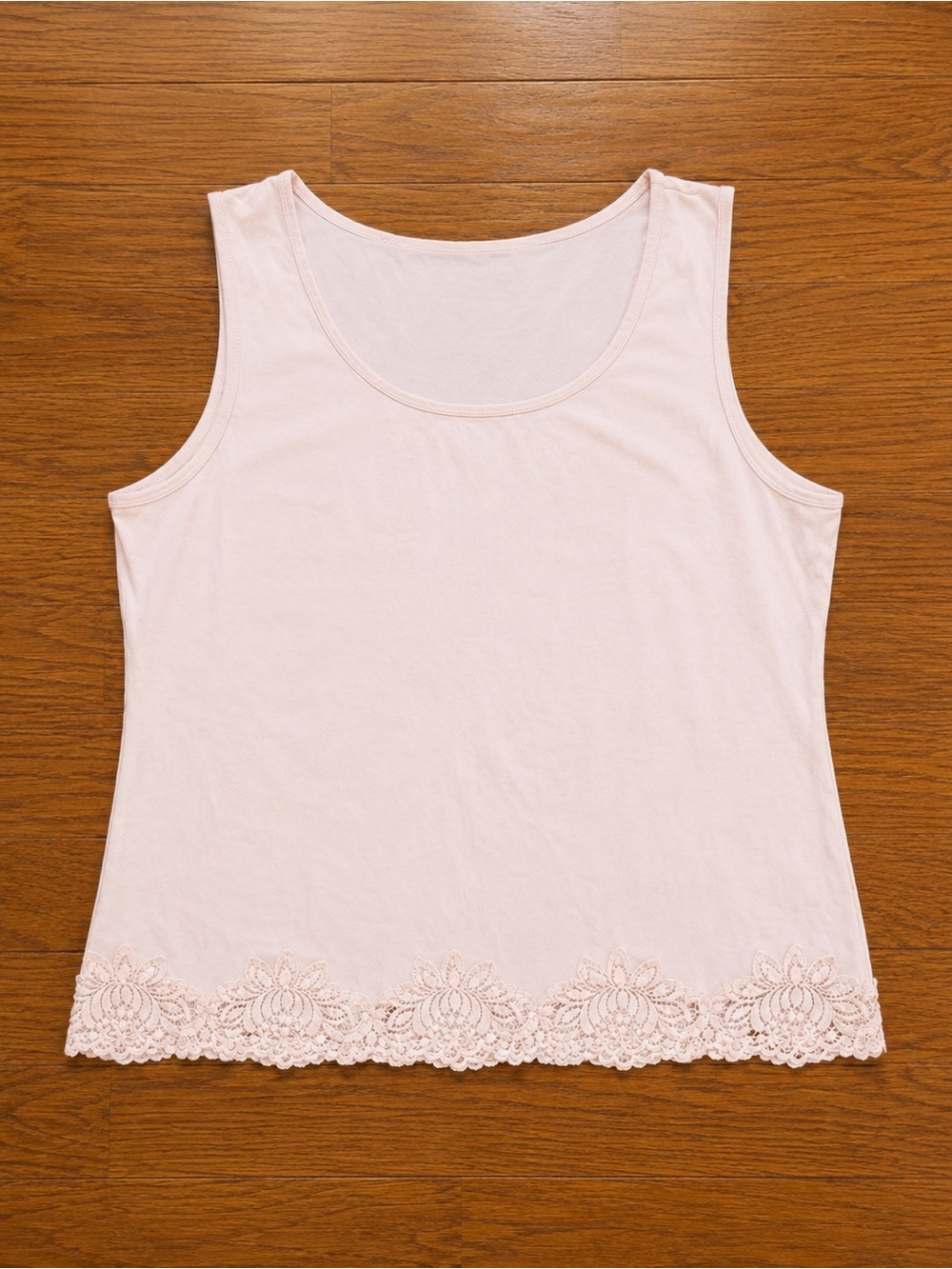 Coldwater Creek Pale Pink Lace-Hem Tank